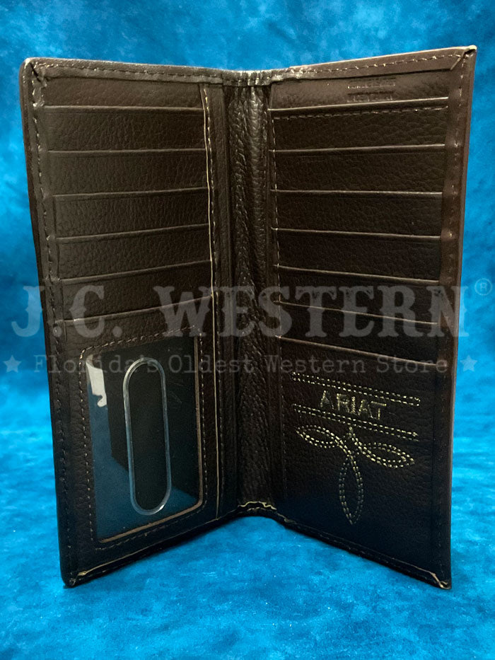 Ariat A3559402 Mens Rodeo Southwestern Fabric Wallet Brown front view. If you need any assistance with this item or the purchase of this item please call us at five six one seven four eight eight eight zero one Monday through Saturday 10:00a.m EST to 8:00 p.m EST