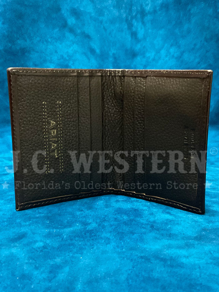 Ariat A3559602 Mens Bifold Southwestern Fabric Monely Clip Brown front view. If you need any assistance with this item or the purchase of this item please call us at five six one seven four eight eight eight zero one Monday through Saturday 10:00a.m EST to 8:00 p.m EST