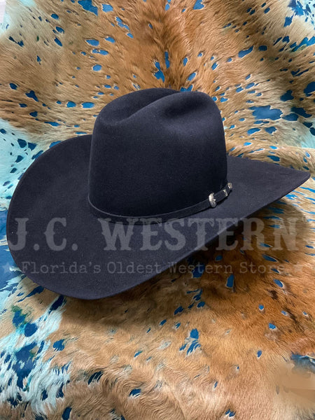 Resistol RFMDNT-RB4248 MIDNIGHT 6X Felt Hat Navy side / front view. If you need any assistance with this item or the purchase of this item please call us at five six one seven four eight eight eight zero one Monday through Saturday 10:00a.m EST to 8:00 p.m EST