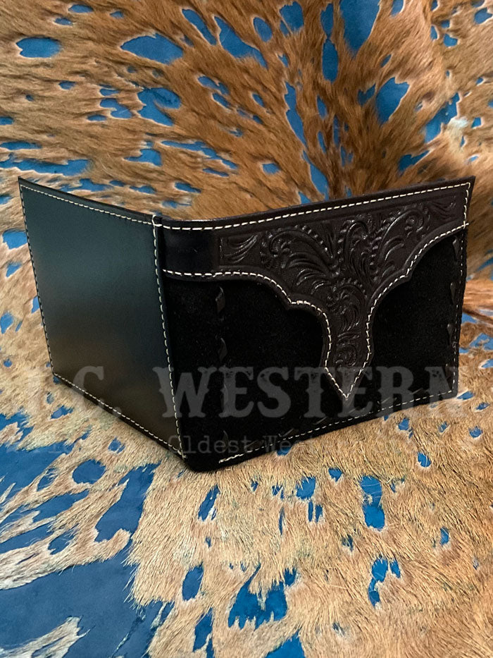 Nocona N500045001 Mens Roughout Bucklace Bifold Wallet Black front view. If you need any assistance with this item or the purchase of this item please call us at five six one seven four eight eight eight zero one Monday through Saturday 10:00a.m EST to 8:00 p.m EST