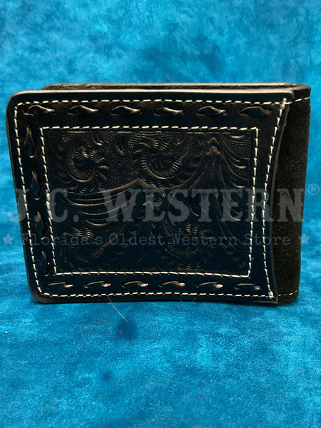 Nocona N500047001 Mens Roughout Bucklace Bifold Money Clip Black front view. If you need any assistance with this item or the purchase of this item please call us at five six one seven four eight eight eight zero one Monday through Saturday 10:00a.m EST to 8:00 p.m EST