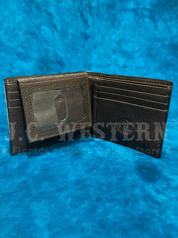 3D D2500124107 Mens Floral Hand Tooled Buck Lace Bifold Wallet Tan front view. If you need any assistance with this item or the purchase of this item please call us at five six one seven four eight eight eight zero one Monday through Saturday 10:00a.m EST to 8:00 p.m EST