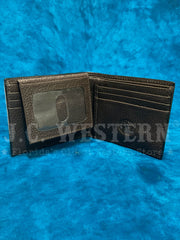 3D D2500124107 Mens Floral Hand Tooled Buck Lace Bifold Wallet Tan inside open view. If you need any assistance with this item or the purchase of this item please call us at five six one seven four eight eight eight zero one Monday through Saturday 10:00a.m EST to 8:00 p.m EST