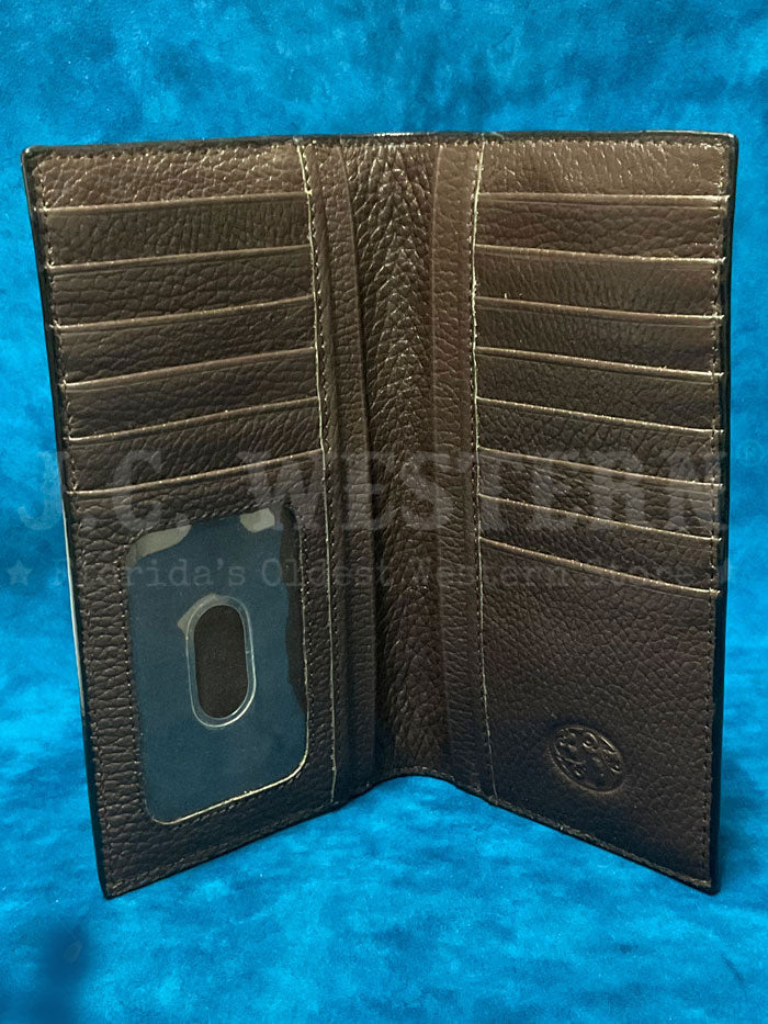 3D D2500123107 Mens Floral Hand Tooled Buck Lace Rodeo Wallet Tan front view. If you need any assistance with this item or the purchase of this item please call us at five six one seven four eight eight eight zero one Monday through Saturday 10:00a.m EST to 8:00 p.m EST