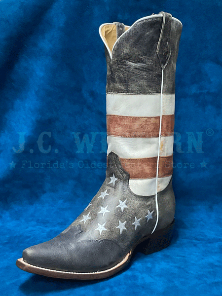 Roper 09-021-7001-0206 Womens American Flag Cowboy Boot Red front and side view. If you need any assistance with this item or the purchase of this item please call us at five six one seven four eight eight eight zero one Monday through Saturday 10:00a.m EST to 8:00 p.m EST