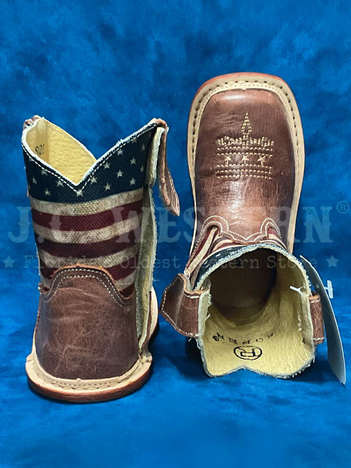 Roper 09-016-7912-1368 Infants Cowbabies American Flag Boot Brown side view. If you need any assistance with this item or the purchase of this item please call us at five six one seven four eight eight eight zero one Monday through Saturday 10:00a.m EST to 8:00 p.m EST