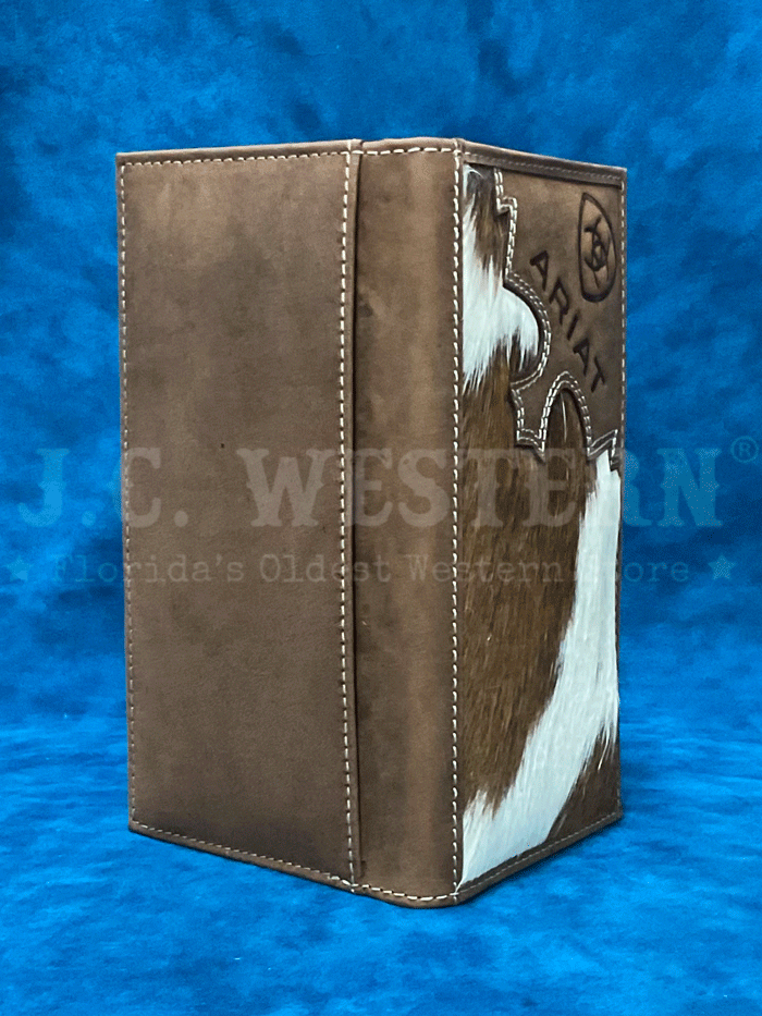 Ariat A3562302 Mens Brindle Calf Hair Rodeo Wallet Brown front view. If you need any assistance with this item or the purchase of this item please call us at five six one seven four eight eight eight zero one Monday through Saturday 10:00a.m EST to 8:00 p.m EST