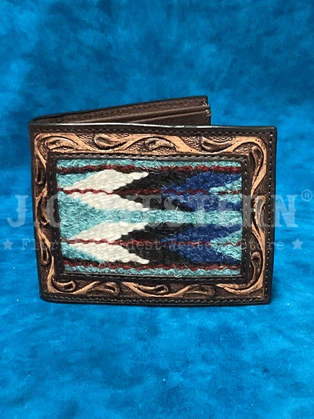 3D D250005102 Mens Bifold Tooled Wallet Brown front view. If you need any assistance with this item or the purchase of this item please call us at five six one seven four eight eight eight zero one Monday through Saturday 10:00a.m EST to 8:00 p.m EST