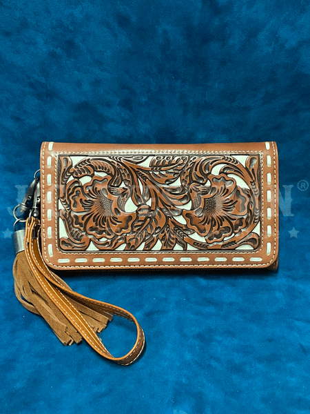 Nocona N770015608 Womens June Clutch Wallet Tan front view. If you need any assistance with this item or the purchase of this item please call us at five six one seven four eight eight eight zero one Monday through Saturday 10:00a.m EST to 8:00 p.m EST