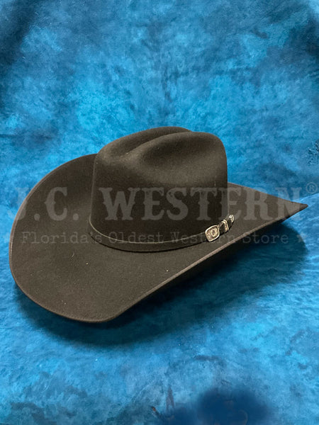 Resistol RWHRSEB-084207 HORSESHOE BOUND 4X Felt Western Hat Black side front view. 