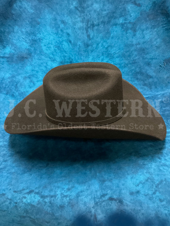 Resistol RWHRSEB-084207 HORSESHOE BOUND 4X Felt Western Hat Black side front view. 