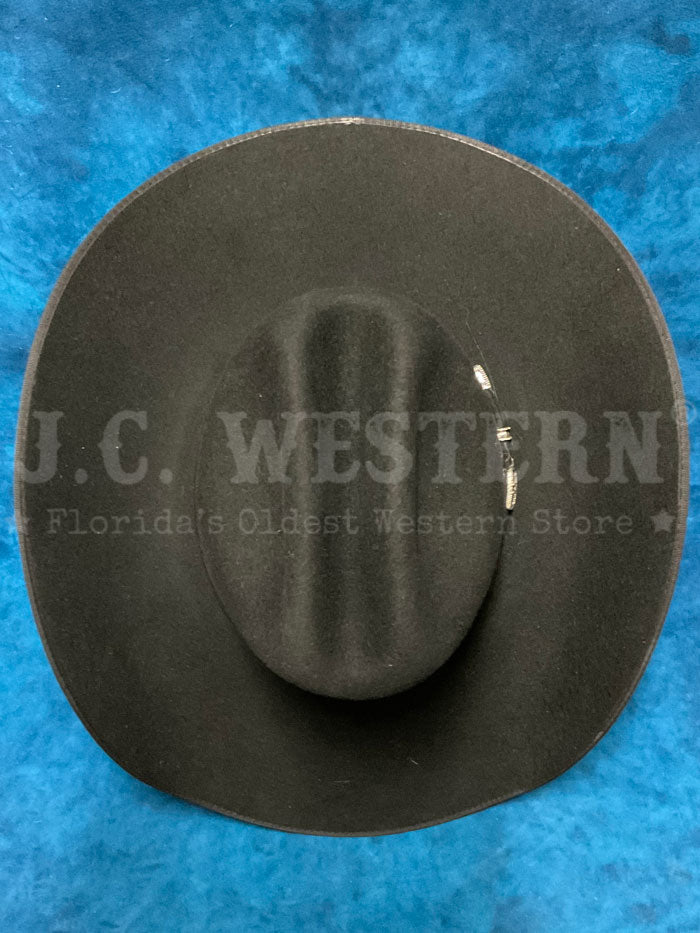 Resistol RWHRSEB-084207 HORSESHOE BOUND 4X Felt Western Hat Black side front view. 