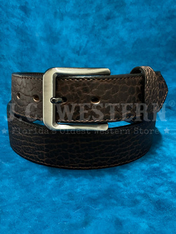Gingerich 8245-14 Mens RICHLAND Scalloped Bison Belt Dark Brown