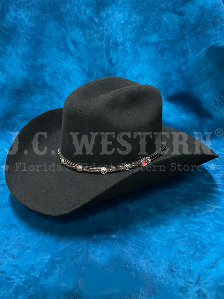 Justin JF0230BUJR40 Kids BUSTER JR Felt Hat Black side / front view. If you need any assistance with this item or the purchase of this item please call us at five six one seven four eight eight eight zero one Monday through Saturday 10:00a.m EST to 8:00 p.m EST