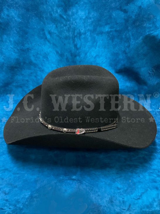 Justin JF0230BUJR40 Kids BUSTER JR Felt Hat Black side view. If you need any assistance with this item or the purchase of this item please call us at five six one seven four eight eight eight zero one Monday through Saturday 10:00a.m EST to 8:00 p.m EST