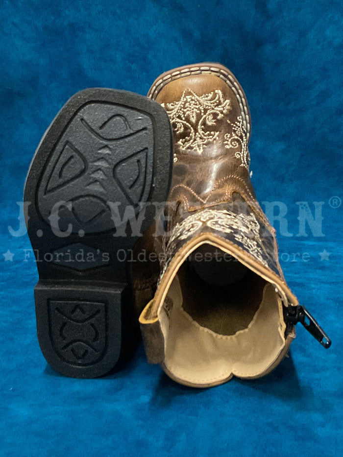 Old West 1958 Kids Embroidered Square Toe Western Boot Brown youth, kids and toddlers. If you need any assistance with this item or the purchase of this item please call us at five six one seven four eight eight eight zero one Monday through Saturday 10:00a.m EST to 8:00 p.m EST