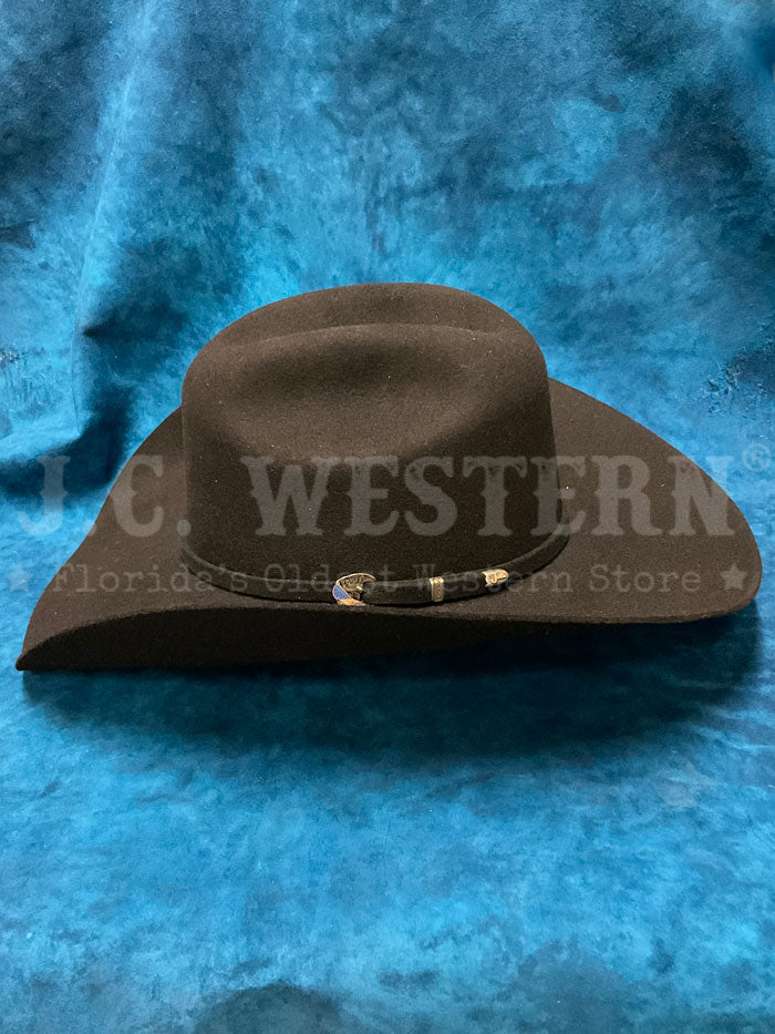 Justin JF0330AMER44 3X Americana Felt Hat Black side / front view. If you need any assistance with this item or the purchase of this item please call us at five six one seven four eight eight eight zero one Monday through Saturday 10:00a.m EST to 8:00 p.m EST