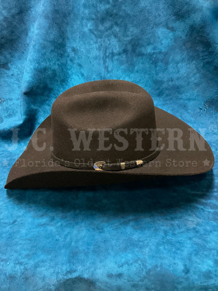 Justin JF0330AMER44 3X Americana Felt Hat Black side view. If you need any assistance with this item or the purchase of this item please call us at five six one seven four eight eight eight zero one Monday through Saturday 10:00a.m EST to 8:00 p.m EST