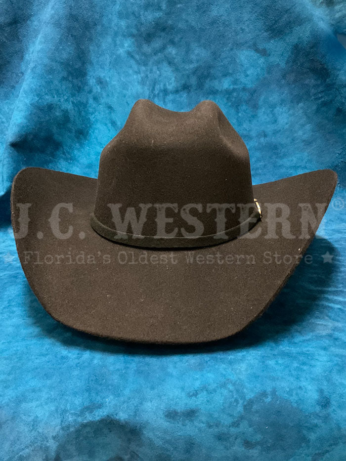 Justin JF0330AMER44 3X Americana Felt Hat Black side / front view. If you need any assistance with this item or the purchase of this item please call us at five six one seven four eight eight eight zero one Monday through Saturday 10:00a.m EST to 8:00 p.m EST