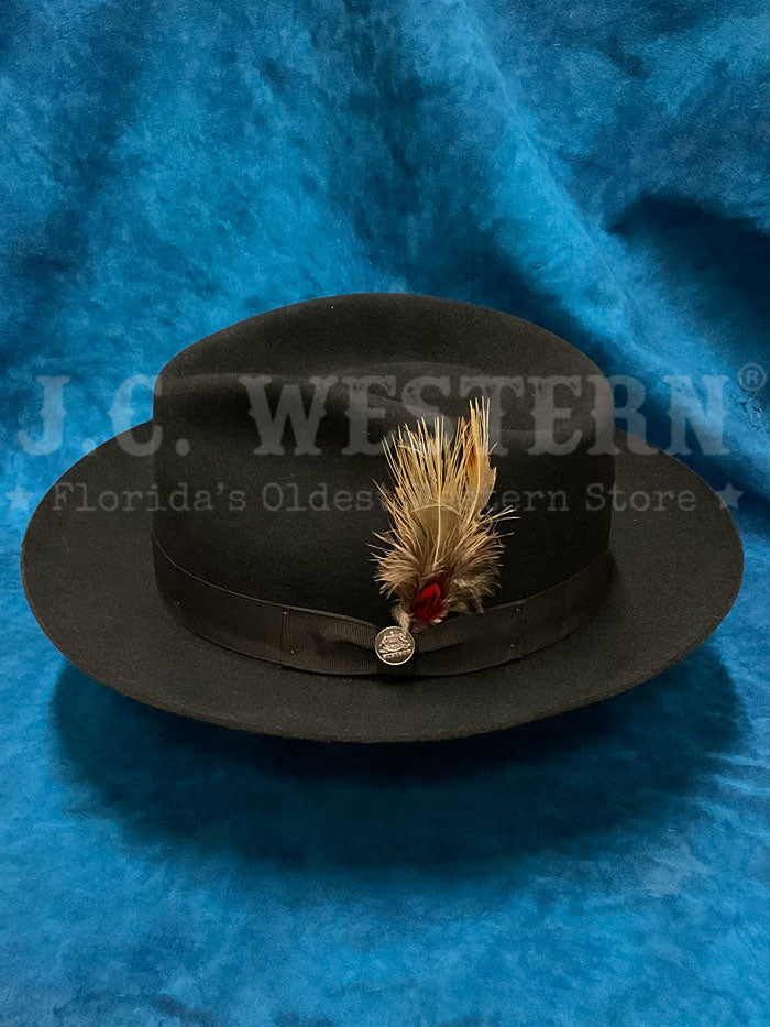 Stetson TFDWNS-102307 DOWNS Royal Quality Hat Black side / front view. If you need any assistance with this item or the purchase of this item please call us at five six one seven four eight eight eight zero one Monday through Saturday 10:00a.m EST to 8:00 p.m EST