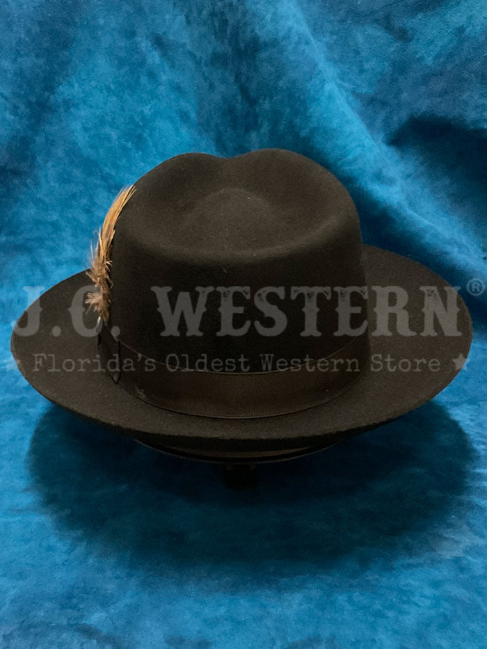 Stetson TFDWNS-102307 DOWNS Royal Quality Hat Black side / front view. If you need any assistance with this item or the purchase of this item please call us at five six one seven four eight eight eight zero one Monday through Saturday 10:00a.m EST to 8:00 p.m EST