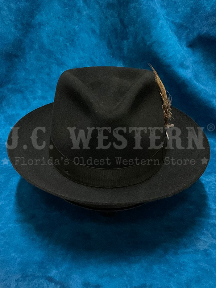 Stetson TFDWNS-102307 DOWNS Royal Quality Hat Black side / front view. If you need any assistance with this item or the purchase of this item please call us at five six one seven four eight eight eight zero one Monday through Saturday 10:00a.m EST to 8:00 p.m EST