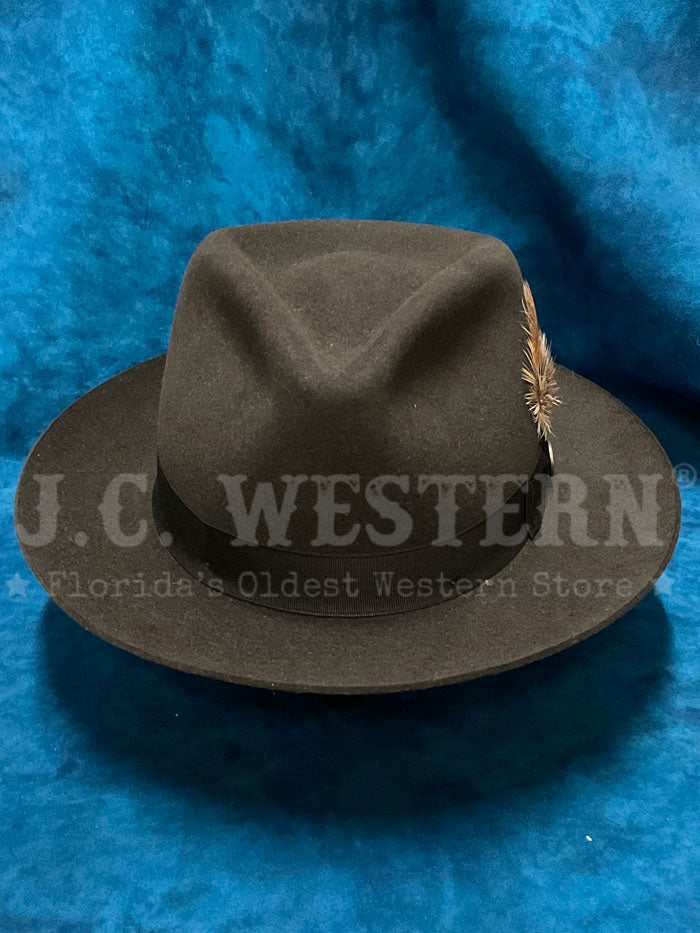 Stetson TFDWNS-102338 DOWNS Royal Quality Hat Graphite side / front view. If you need any assistance with this item or the purchase of this item please call us at five six one seven four eight eight eight zero one Monday through Saturday 10:00a.m EST to 8:00 p.m EST