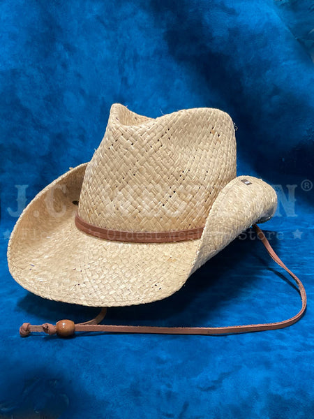 Stetson TSLARL-933481 LAUREL Straw Cowboy Hat Natural side / front view. If you need any assistance with this item or the purchase of this item please call us at five six one seven four eight eight eight zero one Monday through Saturday 10:00a.m EST to 8:00 p.m EST