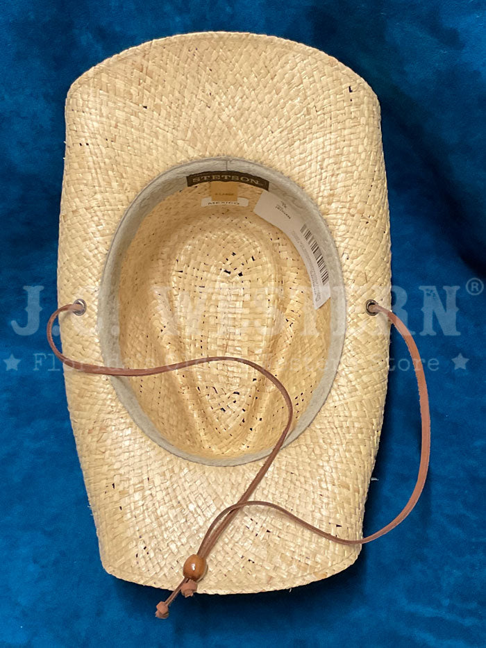 Stetson TSLARL-933481 LAUREL Straw Cowboy Hat Natural side / front view. If you need any assistance with this item or the purchase of this item please call us at five six one seven four eight eight eight zero one Monday through Saturday 10:00a.m EST to 8:00 p.m EST