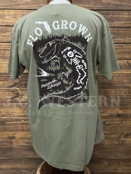 FloGrown FGM-1819 Mens Late Night Snack Tee Olive back. If you need any assistance with this item or the purchase of this item please call us at five six one seven four eight eight eight zero one Monday through Saturday 10:00a.m EST to 8:00 p.m EST