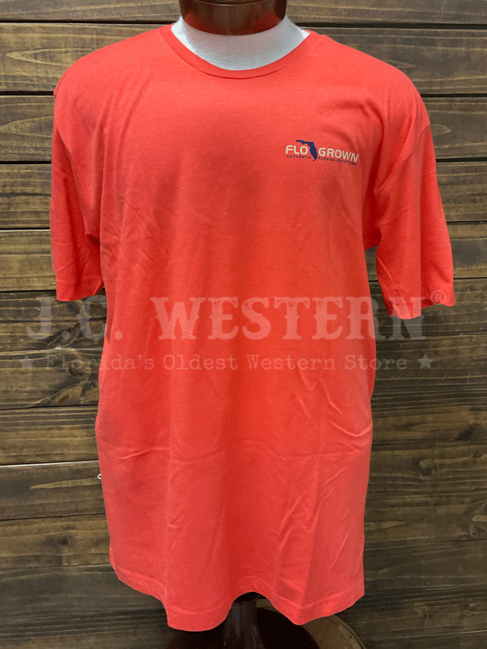 FloGrown FGM-1795 Mens Orange Poster Tee Orange back. If you need any assistance with this item or the purchase of this item please call us at five six one seven four eight eight eight zero one Monday through Saturday 10:00a.m EST to 8:00 p.m EST