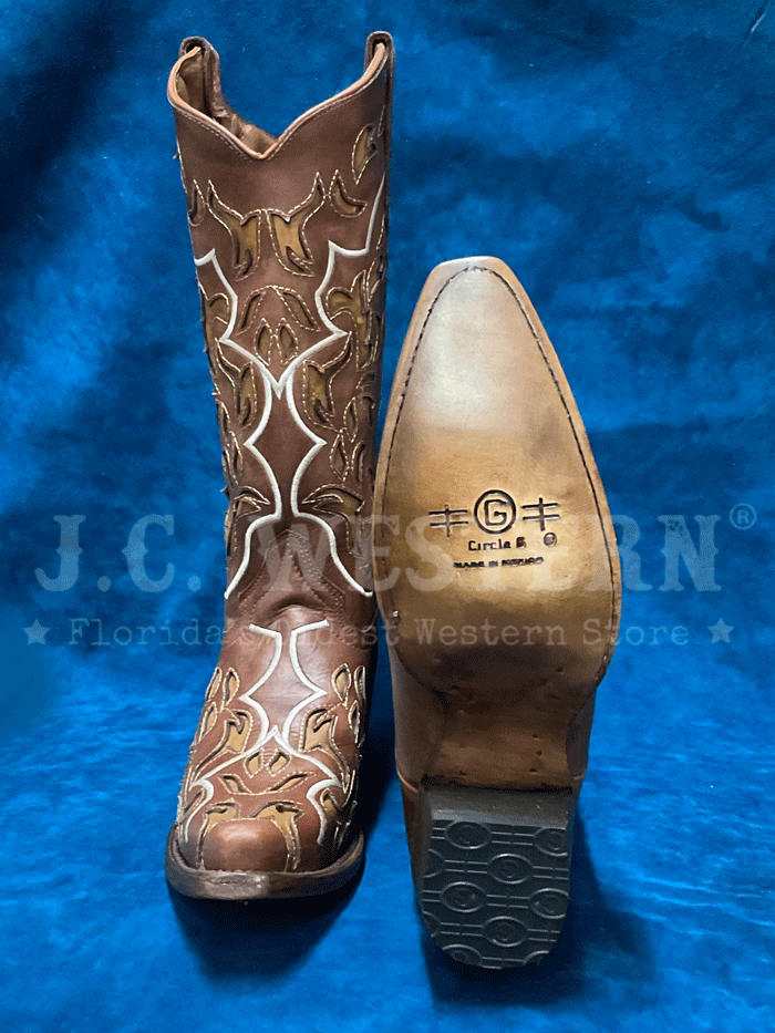 Circle G L6035 Ladies Inlay & Embroidery Boot Shedron Copper side view. If you need any assistance with this item or the purchase of this item please call us at five six one seven four eight eight eight zero one Monday through Saturday 10:00a.m EST to 8:00 p.m EST