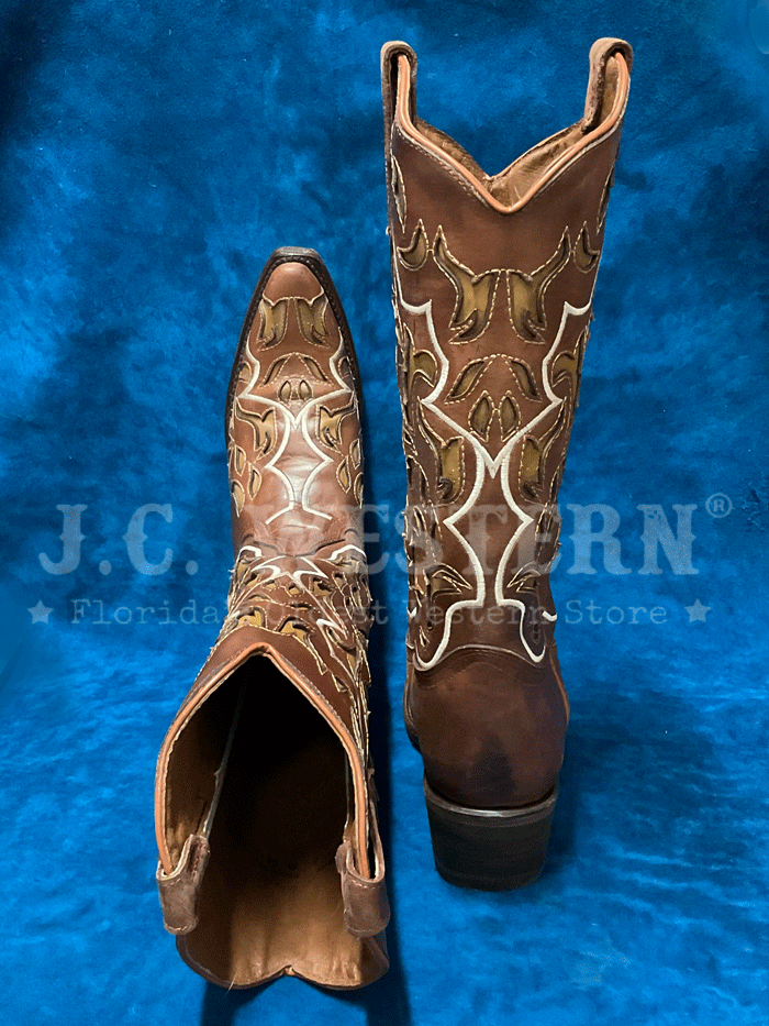 Circle G L6035 Ladies Inlay & Embroidery Boot Shedron Copper side view. If you need any assistance with this item or the purchase of this item please call us at five six one seven four eight eight eight zero one Monday through Saturday 10:00a.m EST to 8:00 p.m EST