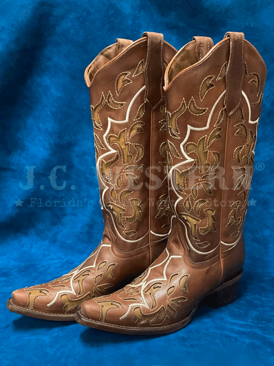 Circle G L6035 Ladies Inlay & Embroidery Boot Shedron Copper side view. If you need any assistance with this item or the purchase of this item please call us at five six one seven four eight eight eight zero one Monday through Saturday 10:00a.m EST to 8:00 p.m EST