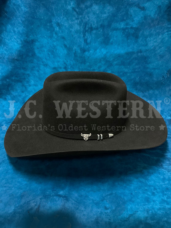 Resistol RFUSTR-724207 USTRC 6X Western Hat Black side / front view. 