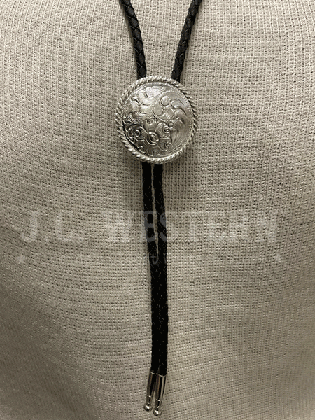 Double S 22804 Western Floral Concho Bolo Tie Silver front. If you need any assistance with this item or the purchase of this item please call us at five six one seven four eight eight eight zero one Monday through Saturday 10:00a.m EST to 8:00 p.m EST