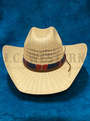 Corral LS20041442 JUSTIFIED Straw Hat Tan front view. If you need any assistance with this item or the purchase of this item please call us at five six one seven four eight eight eight zero one Monday through Saturday 10:00a.m EST to 8:00 p.m EST