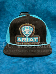 Ariat A300083663 Flexfit 110 Snap Back Roughout Braid Cap Black And Turquoise front. If you need any assistance with this item or the purchase of this item please call us at five six one seven four eight eight eight zero one Monday through Saturday 10:00a.m EST to 8:00 p.m EST