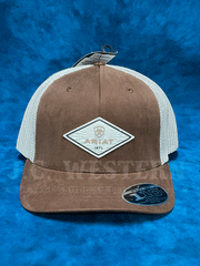 Ariat A300086502 Flexfit 110 Diamond Faux Leather Patch Cap Brown front. If you need any assistance with this item or the purchase of this item please call us at five six one seven four eight eight eight zero one Monday through Saturday 10:00a.m EST to 8:00 p.m EST