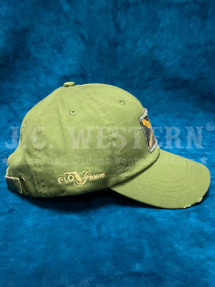 FloGrown FGH-297  Florida Flag Hat Olive Green front view. If you need any assistance with this item or the purchase of this item please call us at five six one seven four eight eight eight zero one Monday through Saturday 10:00a.m EST to 8:00 p.m EST