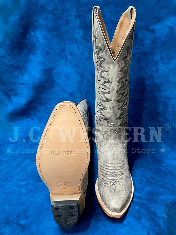 Old West TS1554 Womens Leather Snip Toe Tall Boots Grey side view of pair. If you need any assistance with this item or the purchase of this item please call us at five six one seven four eight eight eight zero one Monday through Saturday 10:00a.m EST to 8:00 p.m EST