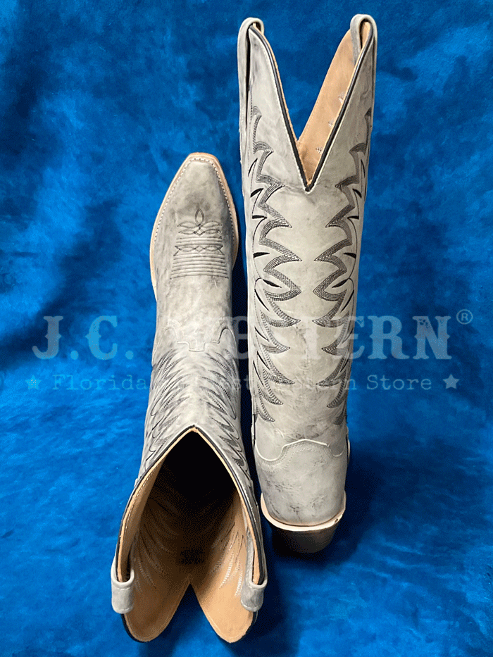 Old West TS1554 Womens Leather Snip Toe Tall Boots Grey side view of pair. If you need any assistance with this item or the purchase of this item please call us at five six one seven four eight eight eight zero one Monday through Saturday 10:00a.m EST to 8:00 p.m EST