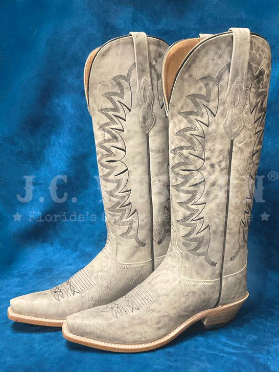 Old West TS1554 Womens Leather Snip Toe Tall Boots Grey side view of pair. If you need any assistance with this item or the purchase of this item please call us at five six one seven four eight eight eight zero one Monday through Saturday 10:00a.m EST to 8:00 p.m EST