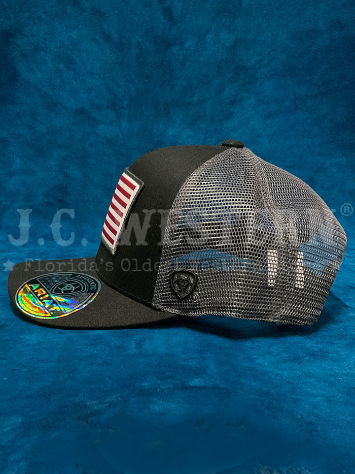 Ariat A300081101 American Flag Patch Cap Black front view. If you need any assistance with this item or the purchase of this item please call us at five six one seven four eight eight eight zero one Monday through Saturday 10:00a.m EST to 8:00 p.m EST