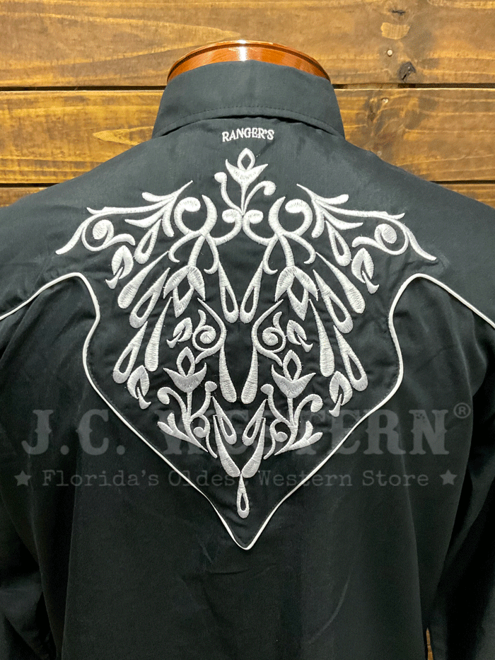 Rangers 181CA01 Mens Embroidery Western Shirt Black front. If you need any assistance with this item or the purchase of this item please call us at five six one seven four eight eight eight zero one Monday through Saturday 10:00a.m EST to 8:00 p.m EST