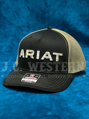 Ariat A300086395 Embroidered Logo Cap Black And Green front view. If you need any assistance with this item or the purchase of this item please call us at five six one seven four eight eight eight zero one Monday through Saturday 10:00a.m EST to 8:00 p.m EST