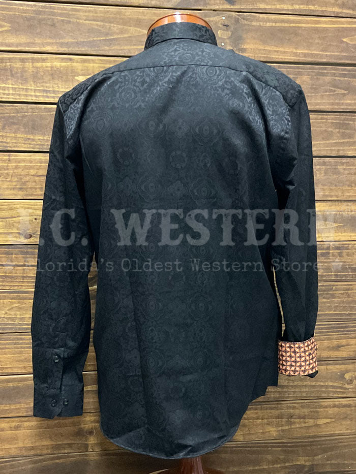 Rangers LR LR-017 Mens Long Sleeve Dresss Shirt Black front view. If you need any assistance with this item or the purchase of this item please call us at five six one seven four eight eight eight zero one Monday through Saturday 10:00a.m EST to 8:00 p.m EST