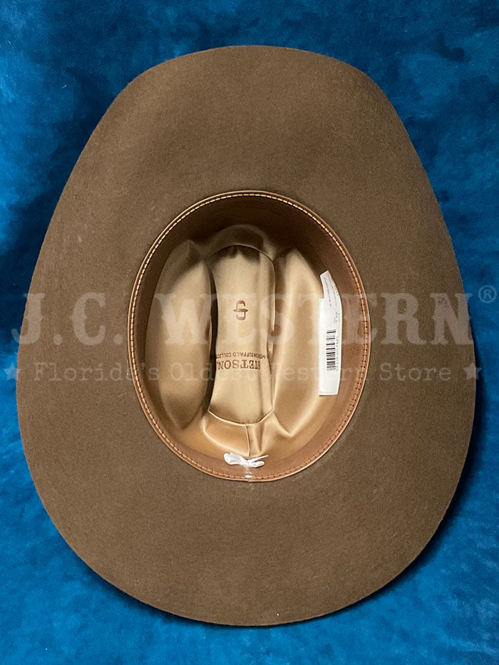 Stetson SBAPCH-754023 APACHE 4X Buffalo Felt Hat Mink side / front. If you need any assistance with this item or the purchase of this item please call us at five six one seven four eight eight eight zero one Monday through Saturday 10:00a.m EST to 8:00 p.m EST