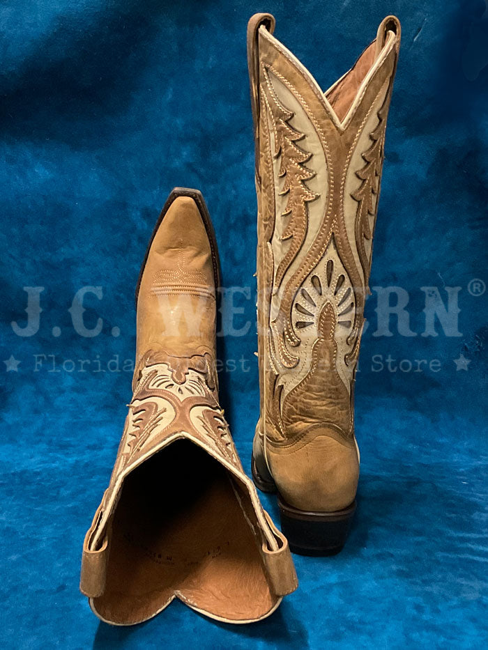 Circle G L6147 Ladies Embroidery And Inlay Snip Toe Boot Tan side view pair. 