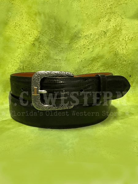 Lucchese W8011 Mens Classic Lizard Western Belt Black front. If you need any assistance with this item or the purchase of this item please call us at five six one seven four eight eight eight zero one Monday through Saturday 10:00a.m EST to 8:00 p.m EST